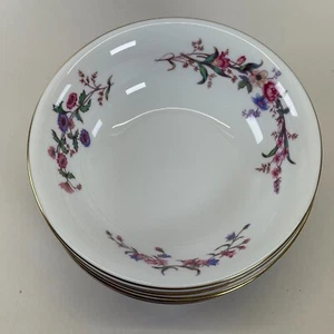 Wedgwood Devon Sprays Coupe Cereal Bowls 1949-1965 Gold Trim - Set of 6 - Picture 1 of 4