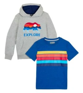 Eddie Bauer Boy's Hoodie and Tee Set (Gray/Blue, Large) - Picture 1 of 1