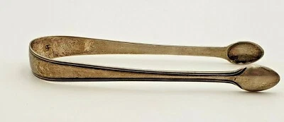 Pinzas de azúcar inglesas vintage con monograma de plata esterlina con diseño de borde (#810) Foto 1 de 4