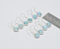 Wholesale 11Pr 925 Sterling Silver Natural Blue Larimar Hook Earring Lot e476 Wholesale 11Pr 925 Sterling Silver Natural Blue Larimar Hook Earring Lot e476