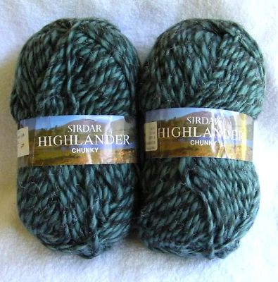 2 Skein Lot Sirdar "Highlander Chunky" Wool Acrylic Blue Gray Yarn - Image 1 of 2