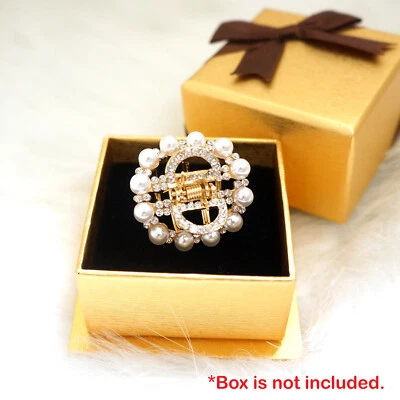 Butterfly38 1.25" Garra de Pelo Perla Cristal Redondo Clip de Pelo Nupcial Hecho en Corea Foto 1 de 4