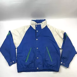 Mighty Mac Windbreaker Vintage Blue/White Reflective Track Jacket Men's Size L - Picture 1 of 19