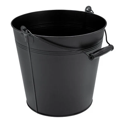 Deko Zinkeimer mit Holzgriff - schwarz / 10 L - Blech Eimer Blumen Pflanz Kübel - Bild 1 von 4