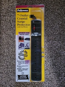 Surge Protector Power Strip 7 Outlet Tel/Fax/Coax with cables Lifetime Warranty - Picture 1 of 12