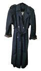 Vintage Women's Size 12 Long Black Trench Coat with Removable Lining 