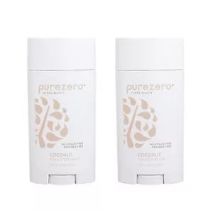 Natural Coconut Deodorant 2 Pack Aluminum Free 24Hr Odor Protection - Picture 1 of 7