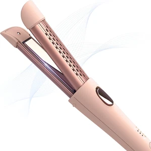 Cool Air Curler Titanium Curling Wand 2 in 1 Hair Flat Iron 1” Styler for Loose  - Picture 1 of 12