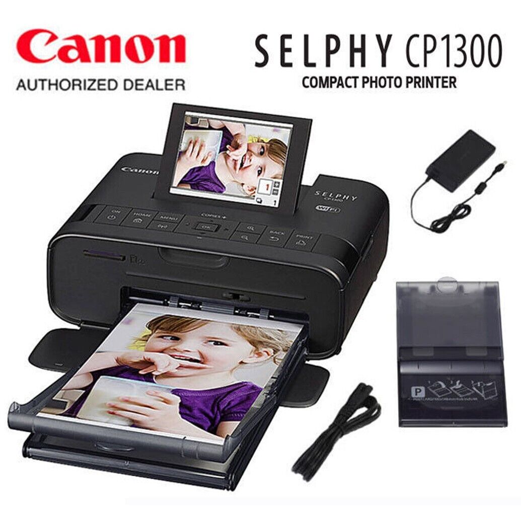 NEW! Canon SELPHY CP1300 Wireless Compact Photo Printer (Black) #2234C001. Available Now for 