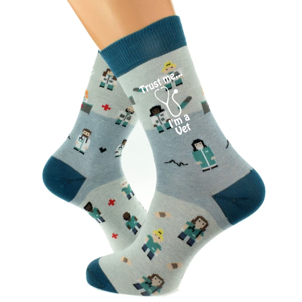 GTR-PRESTIGE GIFTWARE Trust Me I'm A Vet Veterinary Nurse Woven Design Mens Socks