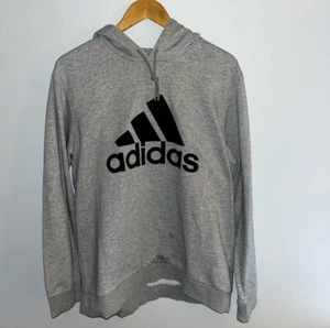 Adidas Youth Size L Climalite Sport Essentials Logo Hoodie Sweatshirt Gray - Picture 1 of 4