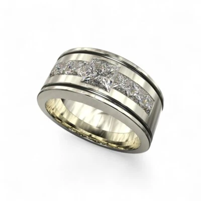 Alianza de boda corte princesa 1,70 quilates laboratorio cultivado diamante a... - Imagen 1 de 4