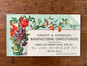 Knight & Horbach Confectioners, Philadelphia, Floral Victorian Trade Card T1 - Bild 1 von 2