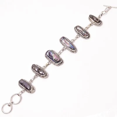 Natural Mother Of Pearl Gemstone Chain Adjustable Bracelet 925 Silver For Girls - Image 1 of 4