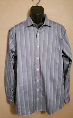 Kenneth Reaction LS Blue/Gray Striped Buttom Up Shirt, 16, 34-35 - Image 1 of 4