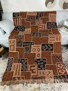 Farafi Brown Handmade Mudcloth Segou Blanket Bogolan Textile Bedsheet Africa - Picture 1 of 10