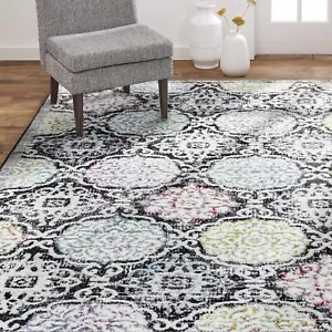 Home Dynamix Boho Andorra Transitional Damask Area Rug, Black/Pink, 5'2"x7'2" - Picture 1 of 7