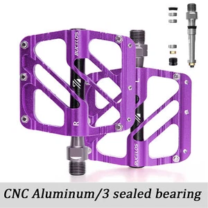 Bicycle Pedals 3 Bearing Aluminum Bike Flat Pedal 9/16" Road Mountain Bike Pedal - Picture 1 of 19