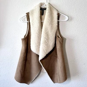 Lauren Ralph Lauren Kunstfell Wildleder Weste 70er Daisy Jones Petite Small Boho Vegan - Bild 1 von 3
