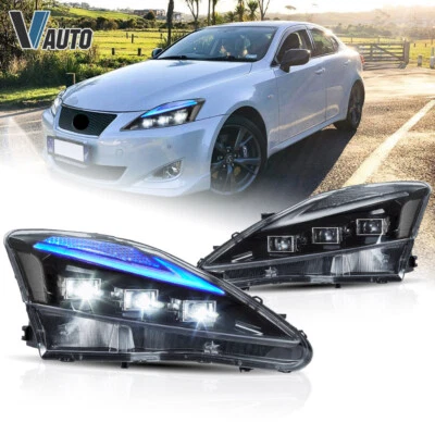 LED Projector Headlights Blue DRL For Lexus IS 250 350 IS F 06-13 Clear Marker - Image 1 of 4