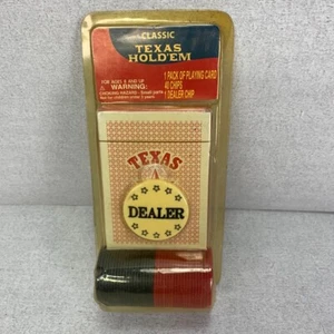 Classic Texas Hold'em Poker Card Set Playing Cards 40 Chips 1 Dealer Chip unopen - Picture 1 of 9