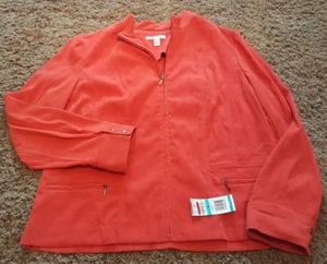 NUEVA Chaqueta de Resorte de Gamuza Micro Naranja Quemada Naranja Quemada Talla 16 Elastizada Nueva con Etiquetas - Imagen 1 de 7