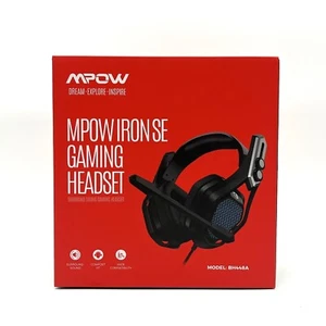 MPOW Iron SE Surround Sound Gaming Headset, BH448A, Black/Blue, MSRP $75.99 - Picture 1 of 4