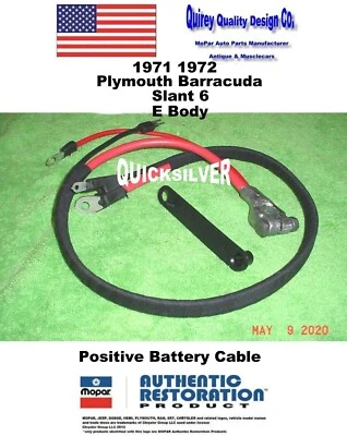 72 Plymouth Barracuda 1971 inclinado 6 positivo cable de batería correcto 2983649 MoPar Foto 1 de 2