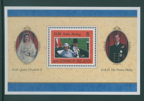 Ascension Scott #680 MNH S/S Queen Elizabeth II Prince Philip 50th CV$7+ 396156 Cover