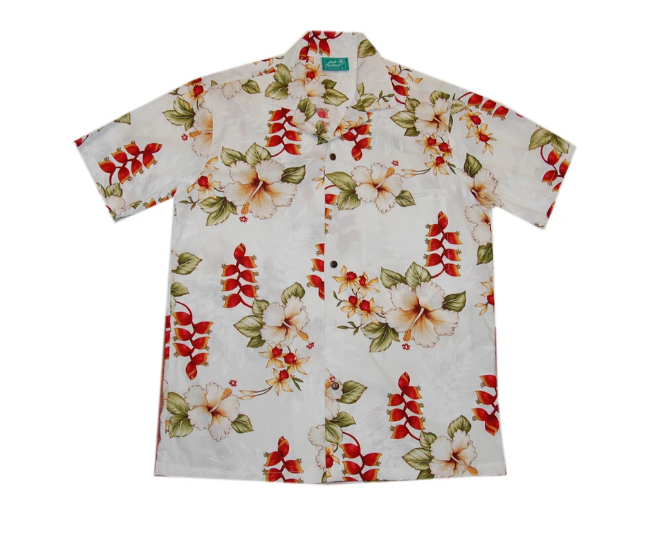 Camisa Tropical Flor Helcionia Algodón Fiesta Hombres Liquidación Hawaiana-4X,5X,6X Foto 1 de 1