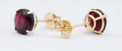 GENUINE 2.18 Cts GARNET STUD EARRINGS 14K GOLD - Free Certificate Appraisal - Image 1 of 4