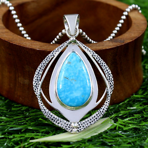 925 Sterling Silver Turquoise Mexico Pendant Necklace Mexican Turquoise Jewelry