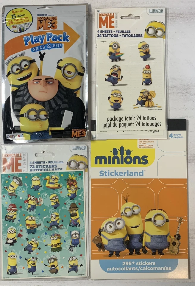 DESPICABLE ME MINIONS Party Activity Pack, Stickerland, Stickers, Tattoos NEW - Image 1 of 4