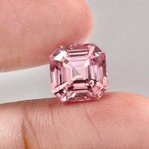 Natural Flawless Sri Lanka Pink Morganite Loose Asscher Cut Gemstone 11x11 MM - Picture 1 of 4