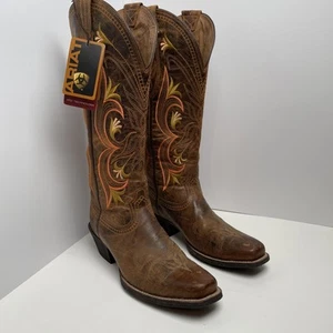 Bota de Vaquero Ariat Lantana Alta Mujer Talla 9 Cuero Marrón Western Floral Vaca Niña - Imagen 1 de 18