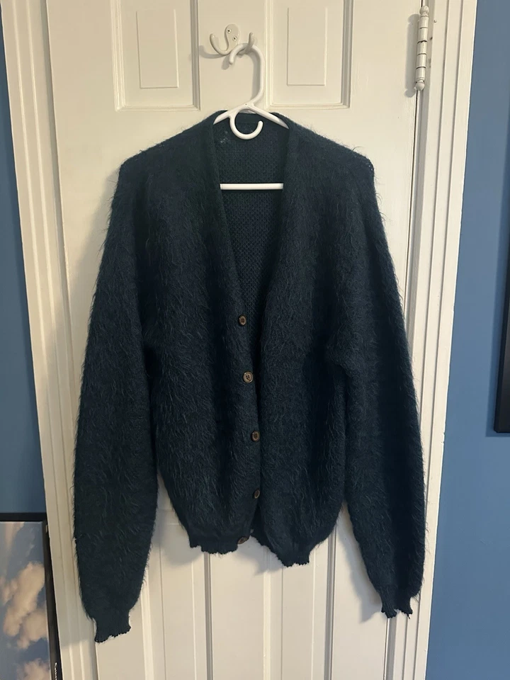 Very Rare Vintage Blue/Green 60s Mohair Cardigan Grunge Kurt Cobain Size - Image 1 of 4