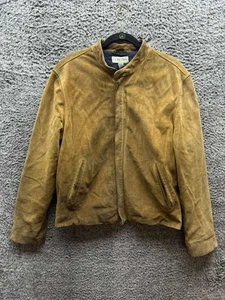 J. Crew Suede Leather Collared Full Zip Bomber Jacket Camel Brown Mens Size M - Picture 1 of 14