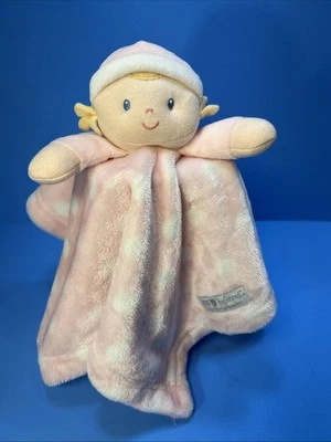 Kids Preferred Lovey Pink Polka Dot Little Girl Blonde Hat Blanket Baby Doll 14” - Image 1 of 4