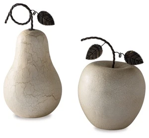 Bidelia 2 Piece Metal Apple Fruit Sculpture Set, Beige - Picture 1 of 4