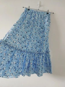 SheIn Teen Maxi Skirt Age 13 Blue White Floral Party Boho Gypsy Hippie A Line - Picture 1 of 10