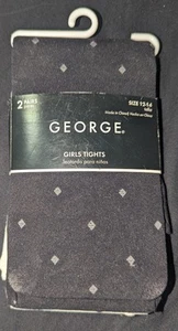 NIP-2 Pairs Of George Brand Tights- 1 Black/1 White- Girl's Kids Size 12/14 - Picture 1 of 4