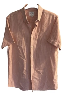 PETER WERTH Shirt Medium Chest 40" Salmon/White Stripe 100% Cotton Short Sleeve - Picture 1 of 9