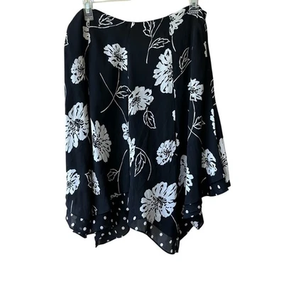 Jones New York Y2K 复古丝绸裙子花卉黑色 10 童话垃圾奇思  — 第 1/4 张图片