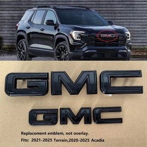 Juego 2 Insignia emblema trasero GMC parrilla OEM para Acadia 2020-2026 negro brillante - Imagen 1 de 11