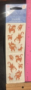 Vintage Mrs Grossmans Aufkleber PLAYFUL MONKEYS neu versiegelt Packung mit 3 BLATT innen - Bild 1 von 3