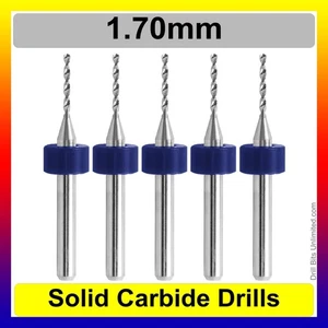 1.70mm .067" #51 Drill Bits Solid Carbide  1/8" Shank FIVE Pieces 1.7mm R/S - Picture 1 of 4