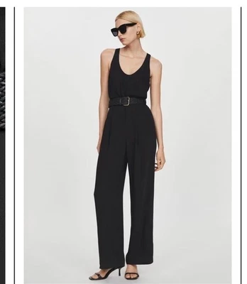 Novo Macacão MANGO Nichy Perna Larga Preto Sem Mangas Tamanho Médio - Imagem 1 de 4