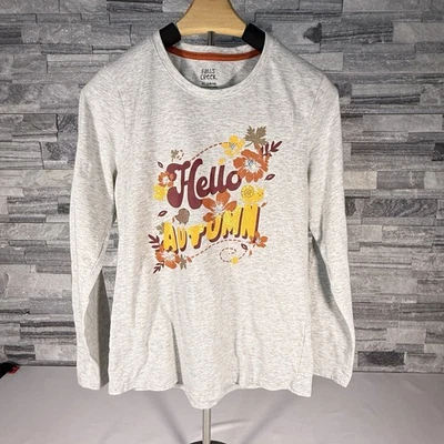 Falls Creek XL 14/16 “Hello Autumn” Graphic Long Sleeve Tee - Light Gray Fall - Image 1 of 4