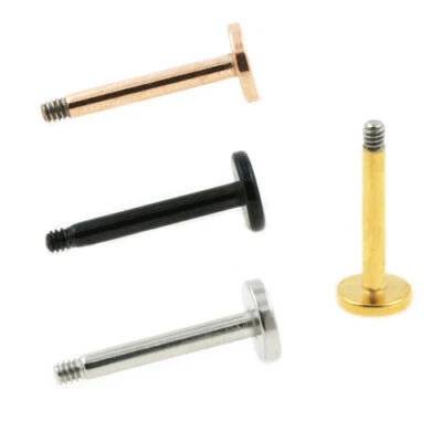 2er Set 1,6mm Micro Labret Ohr Helix Tragus Lippen Piercing nur Stab Rose Gold - Bild 1 von 2