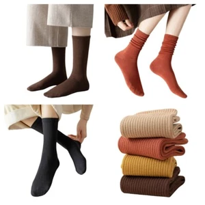 5 Pairs Women Cotton Stretch Mid Calf Socks Comfy Sports Outdoor Elastic Socks - Picture 1 of 15